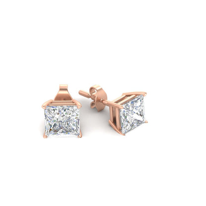 Princess-Cut Diamond Solitaire Stud Earrings [IGI Certified]