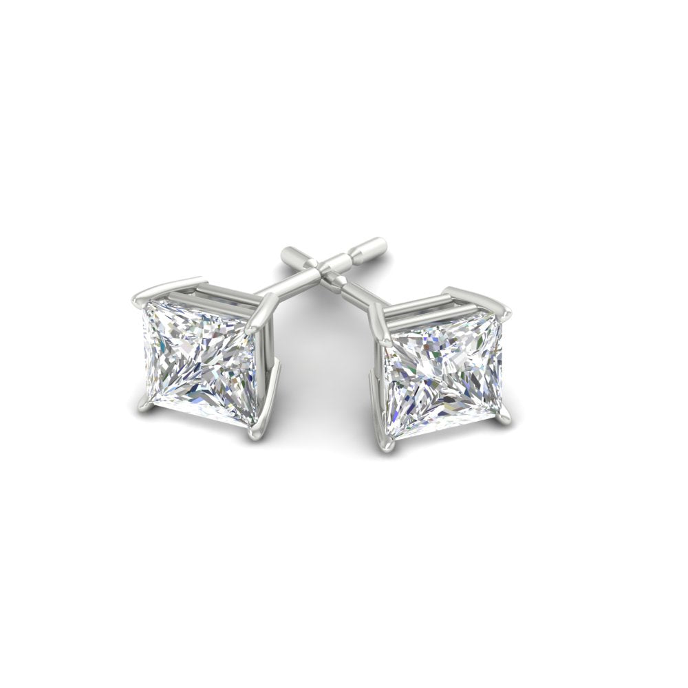 Princess-Cut Diamond Solitaire Stud Earrings [IGI Certified]