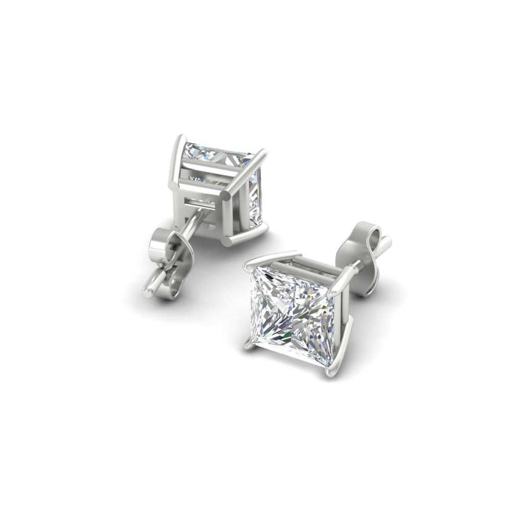Princess-Cut Diamond Solitaire Stud Earrings [IGI Certified]