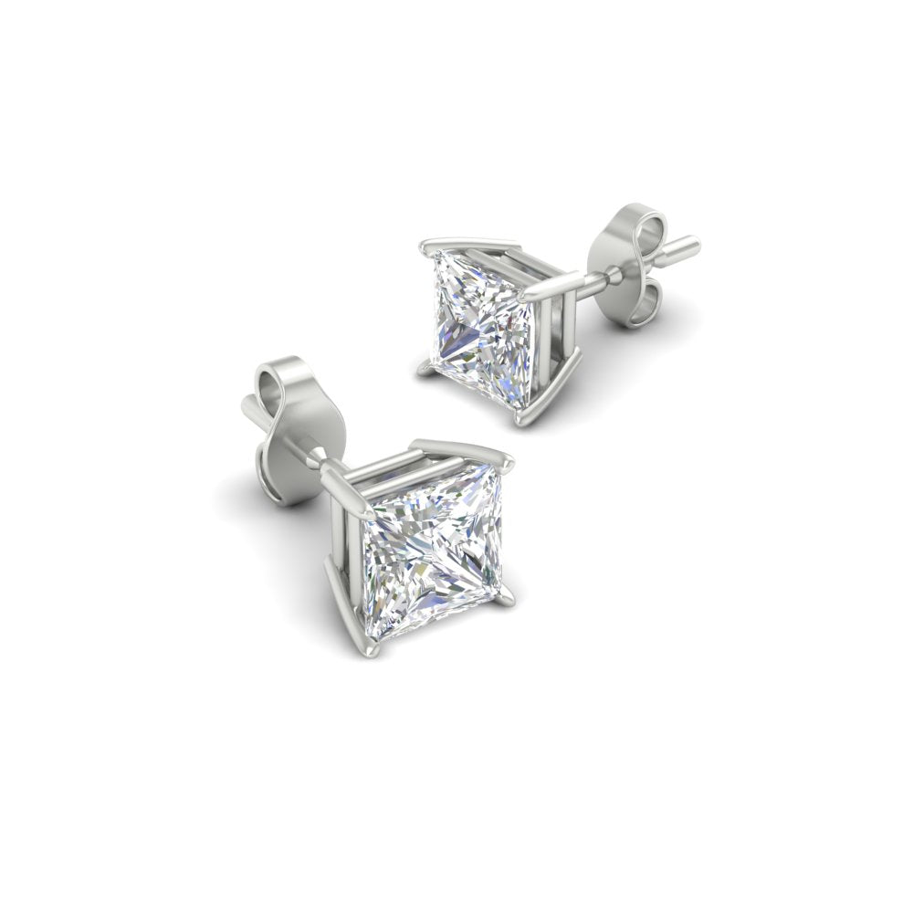 Princess-Cut Diamond Solitaire Stud Earrings [IGI Certified]