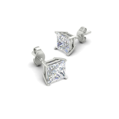Princess-Cut Diamond Solitaire Stud Earrings [IGI Certified]