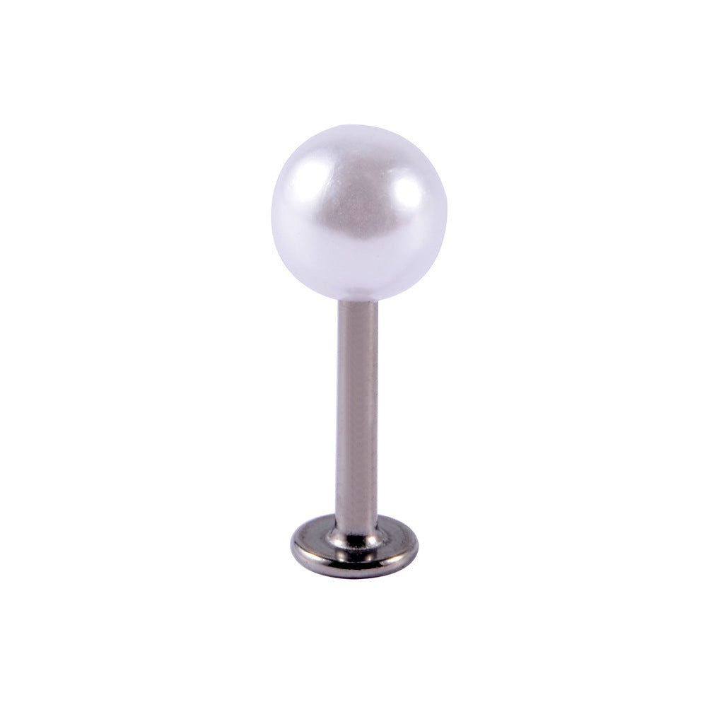 Simple Pearl White Labret Stud Earrings Human Body Piercing Accessories