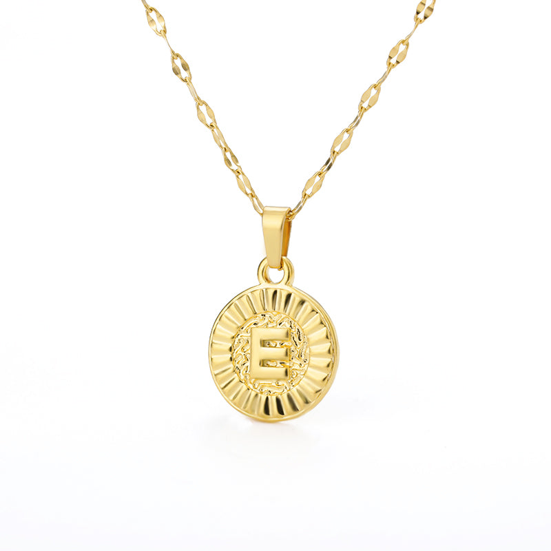 English Alphabet Disc Necklace Women And Men