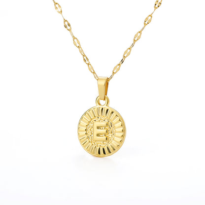 English Alphabet Disc Necklace Women And Men