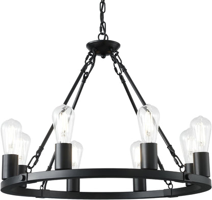 8 Lights Wagon Wheel Chandelier