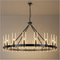 48 Inch Black Wagon Wheel Chandelier with Glass Shade