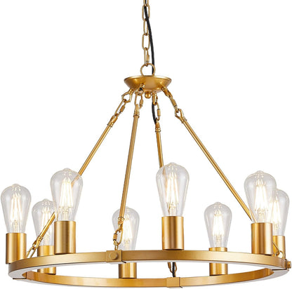 8 Lights Wagon Wheel Chandelier