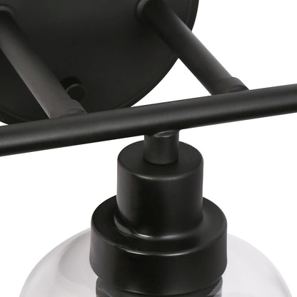 3-Light Black Vanity Light with Clear Glass Shade