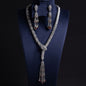 Serpentine Tassel Necklace with Diamonds and Zirconia