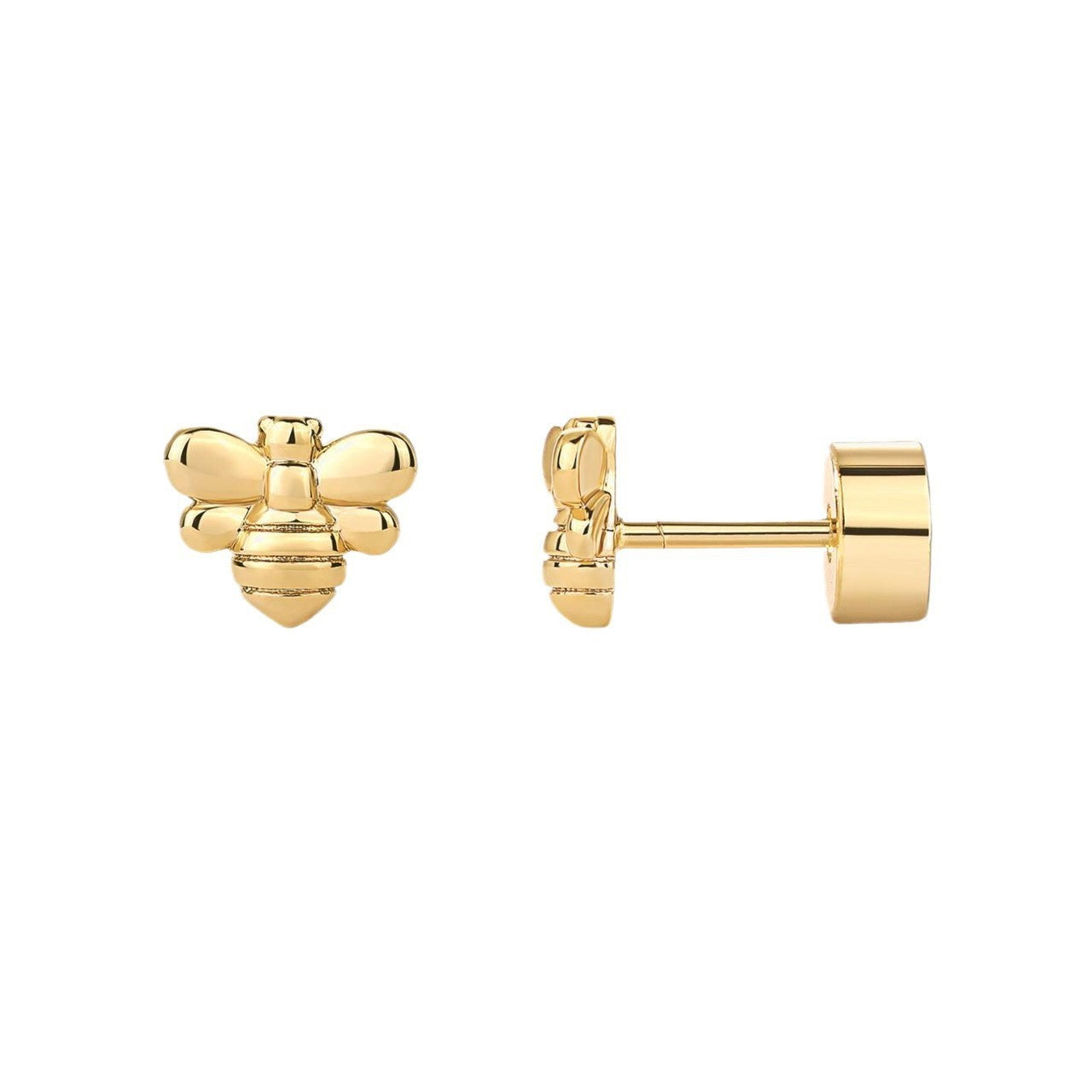 Design Feeling Electroplating 18K Gold Flower Zircon Ear Studs