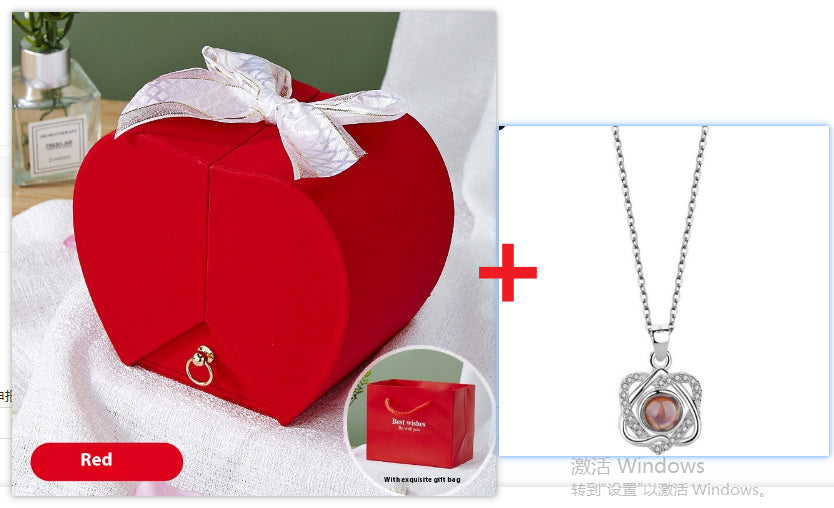 Apple Rose Jewelry Box Necklace Ring Ornament For Friends Christmas Valentine's Day