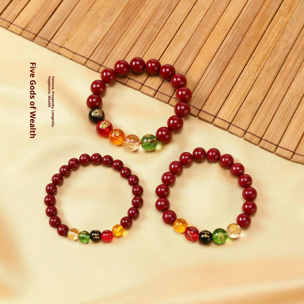 New Five Gods Of Wealth Cinnabar Bracelet Lucky Beads