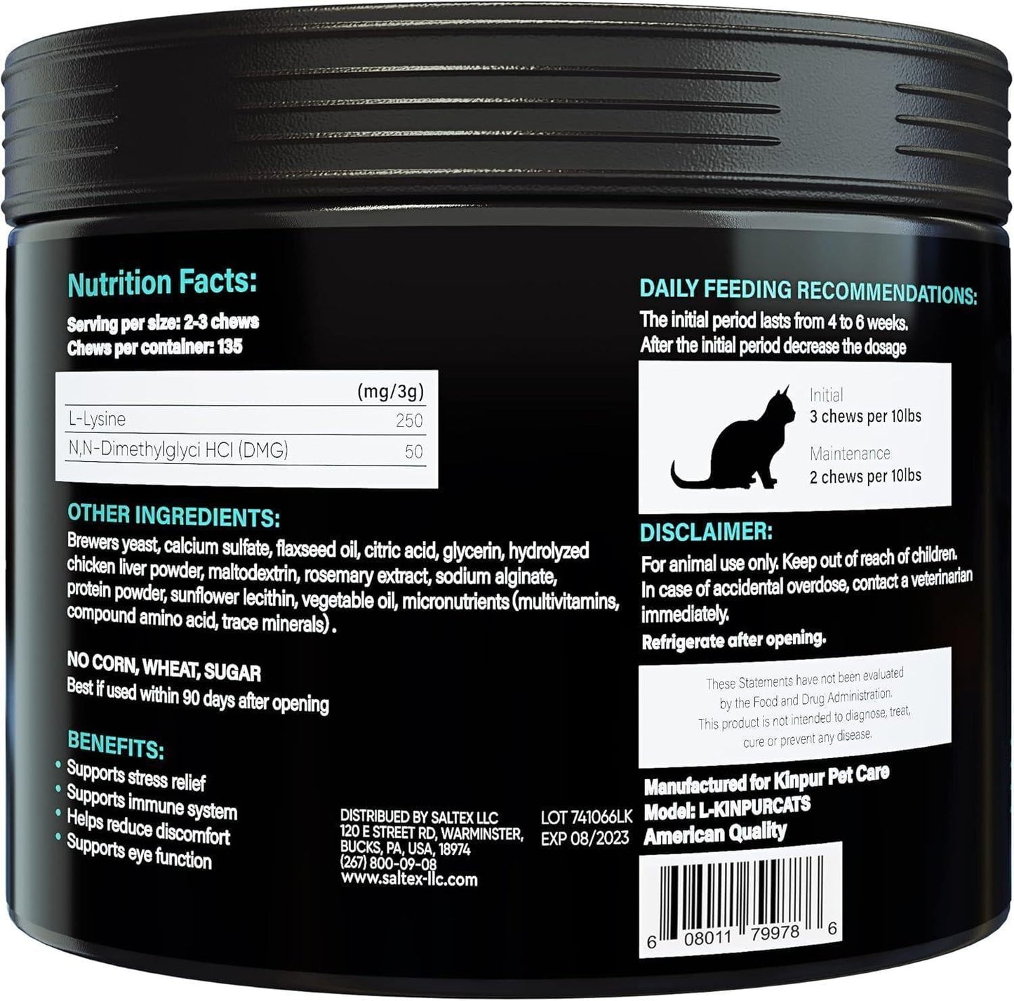 Lysine Cat Treats – Immune Support for Cats – Promotes Respiratory Health and Eye Function – Fortified with Vitamin B Calcium and Protein