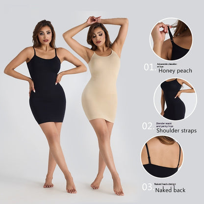 Solid Color Yoga Seamless Belly Shaping Plus Size Dress Women