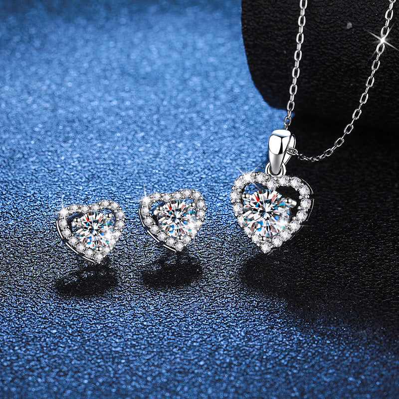 S925 Sterling Silver Ear Stud Pendant Suit