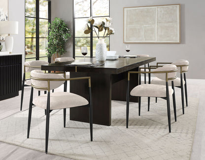 Set of 2 Beige and Black Armchair with Open Back