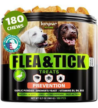Flea and Tick Prevention Chewable for Dogs No Collars, No Mess Easy Help with Flea and Tick for Dogs American Quality for All Breeds and Ages DuckFlavored Treats 180 Flea Chews for Dogs