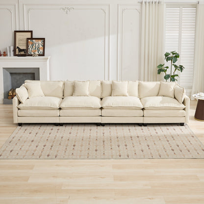 Cloud 4 Seats Sofa (Ottoman is not included) with Chenille Fabric in Beige
