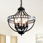 4-Light Black and Crystal Chandelier