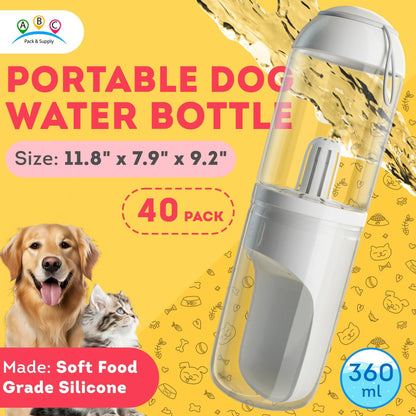 Portable Dog Water Bottle Dispenser 12 Oz 11.8 x 7.9 x 9.2 Inch Pet Water Bottles for Dogs on Walks ABS Dog Travel Water Bottle with Silicone Strap & Cotton Filter
