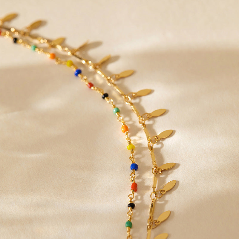 Beach Layered Retro Copper Plating 18K Real Gold Anklet