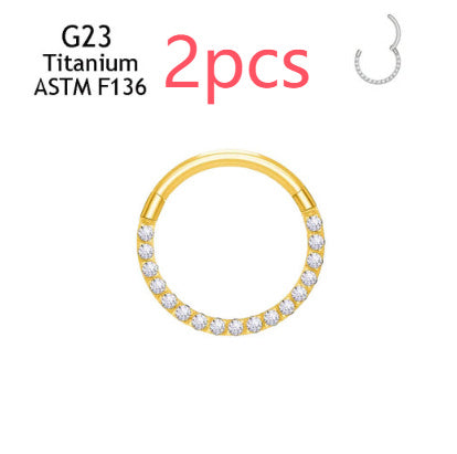 Inlaid 5A Zircon G23 Titanium Alloy Closed Nose Ring