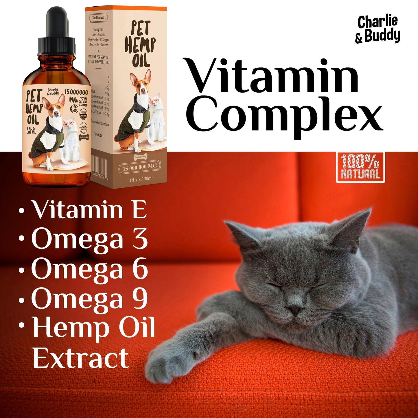 Charlie Buddy   Hеmp Oil for Dogs Cats   Hiр and Jоint Suppоrt and Skin Hеalth