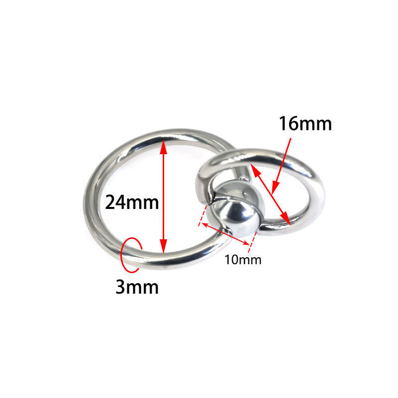 3x24mm Double Ring Pure Titanium Steel Male Piercing Large Inner Diameter Piercing Jewelry