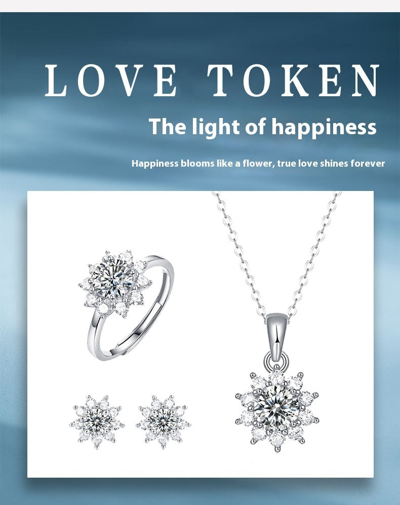 925 Silver Ring Holder Jewelry Ornament First Snow Series Goddess Necklace Suit