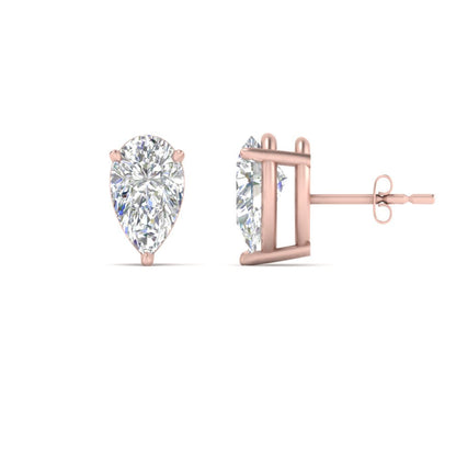 Three-Prong Pear Diamond Solitaire Stud Earrings [IGI Certified]