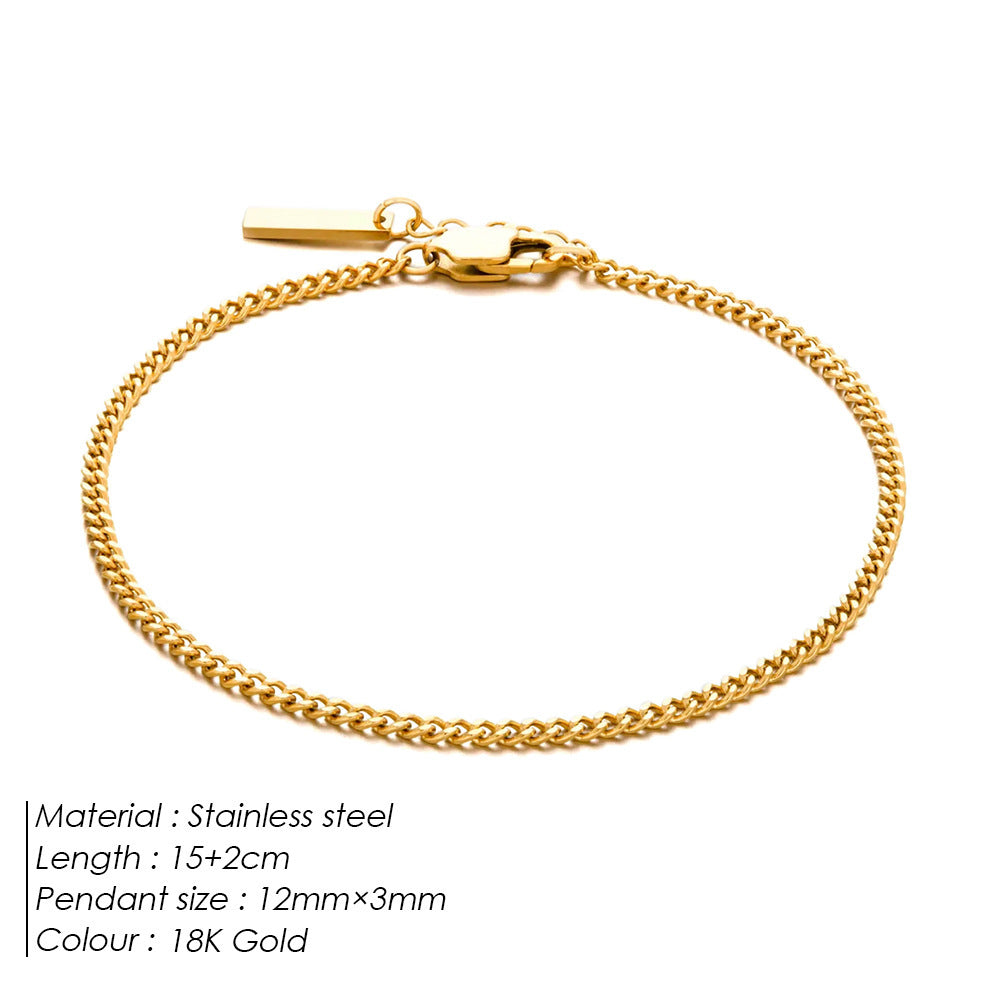 Stainless Steel Cuban Chain Mens Adjustable Fade-Proof Bracelet