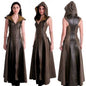 Chest Five Sleeveless Hooded Length Leather Dresses
