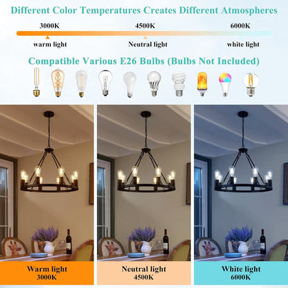 8 Lights Wagon Wheel Chandelier