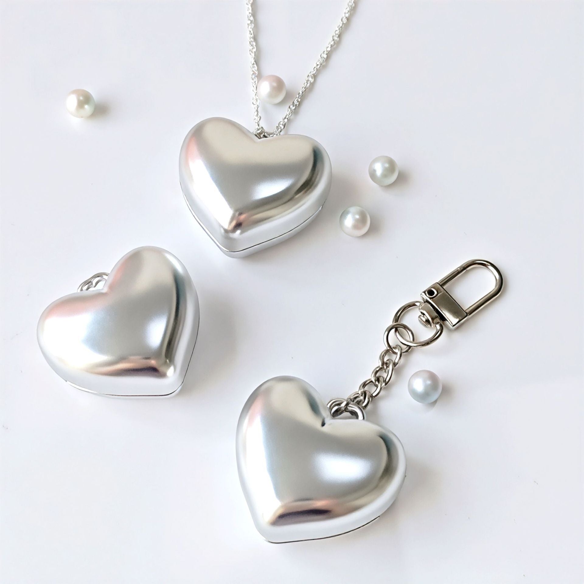 Makeup Blue White Heart Shape Key Chain New
