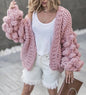 Women's Comfortable Hand-woven Ball Lantern Sleeve Sweaters