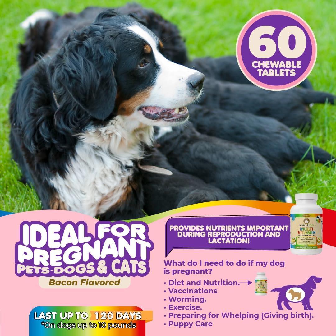 Prenatal Dog Vitamins 60 Pills for Dogs and Cats with Folic Acid Minerals