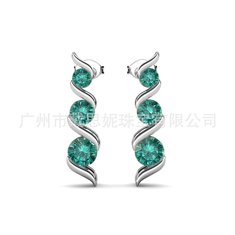 Diamond Stud All-match S925 Silver Earrings Necklace Suit