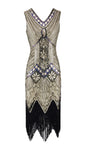 Retro Style Sequin Bead Dress Front Back Evening Dresses