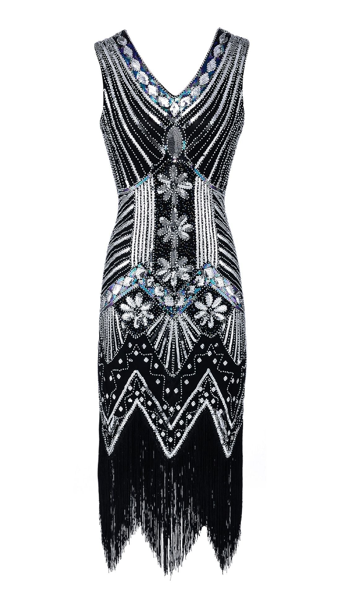 Retro Style Sequin Bead Dress Front Back Evening Dresses