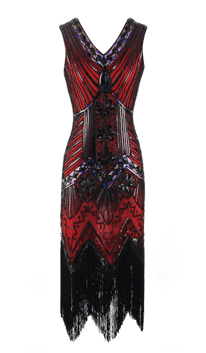 Retro Style Sequin Bead Dress Front Back Evening Dresses