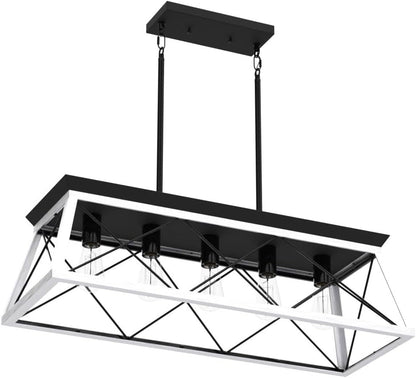 5-Light Farmhouse Pendant Linear Chandelier