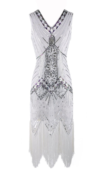 Retro Style Sequin Bead Dress Front Back Evening Dresses