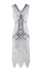 Retro Style Sequin Bead Dress Front Back Evening Dresses