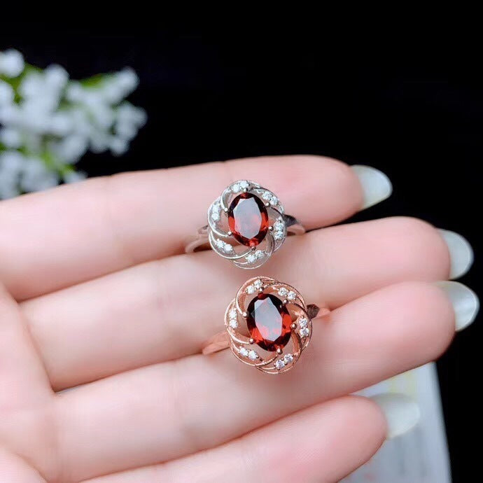 Ring Necklace Ear Stud Luxury Colored Gems Suit