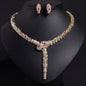 S925 Silver and Zircon Snake-Design Necklace and Earrings Jewelry Set