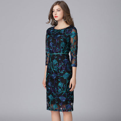 Embroidered Dress Fat French Style Temperament Dresses