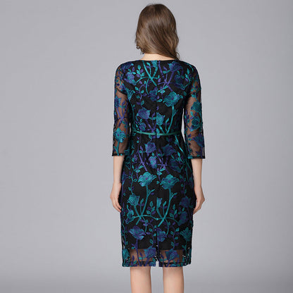 Embroidered Dress Fat French Style Temperament Dresses