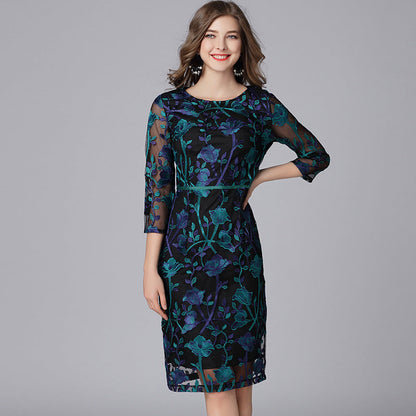 Embroidered Dress Fat French Style Temperament Dresses