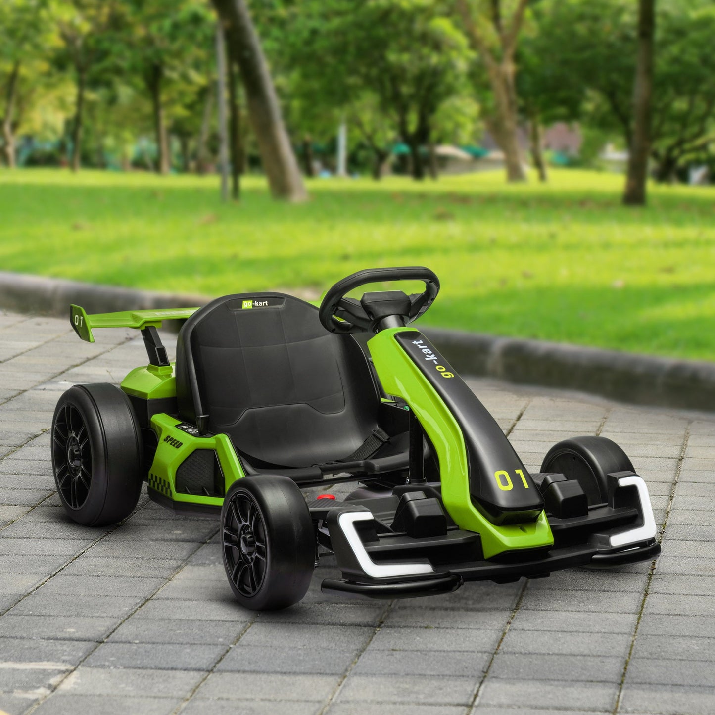 Aosom 24V 7.5 MPH Electric Go Kart with Adjustable Seat, Slow Start, Green