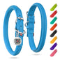 Rolled Leather Dog Collar XSmall Dogs 10–13 in Neck Blue